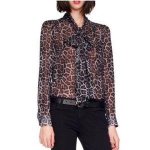 Michael Michael Kors Gunmetal Tie Neck Blouse